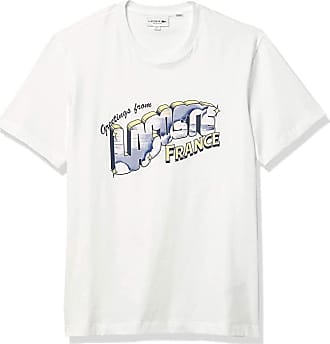 Men's White Lacoste Printed T-Shirts: 8 Items in Stock - Black 