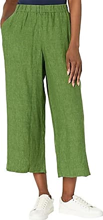 Linen Wide Leg Pants Dark Green