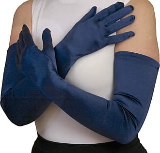 Navy Blue Long Fingerless Jersey Winter Gloves 