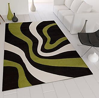 Wohnzimmer Teppich Modern Farbe Beige Braun Kreisel Muster Hoch Tief Konturen 