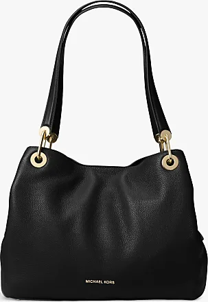 Michael Kors Women Large Leather Shoulder Tote Handbag Purse Bag Black  +Wristlet