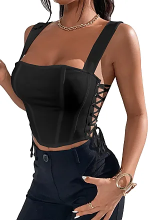 Women Sexy Bustier Corset Top Zipper Eyelet Lace Up Floral Print Push Up  Crop Tops Vintage Tank Top Waist Band, Black, X-Small : :  Clothing, Shoes & Accessories