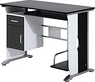 HOMCOM Bureau informatique table d'ordinateur multimédia multi-rangements  avec étagère tiroir tablette clavier MDF 120 x 60 x 74 cm noyer