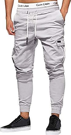 Coupe ajustée Avec poches et cordon de serrage Couleur unie Pantalon de jogging pour homme Pantalon de sport Gris Pour les loisirs 