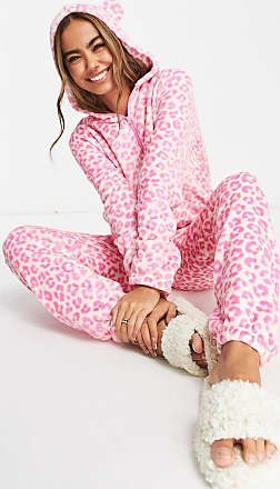 Adults Fleece Fluffy Pyjamas with Hood Warm Leopard Print PJs Size S-M-L for Women CityComfort Onesies for Women Animal Print Ladies Onesie 
