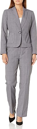 Le Suit Womens Plus Size Cross Dye Shadow Stripe 1 Button Peak Lapel Pant Suit 