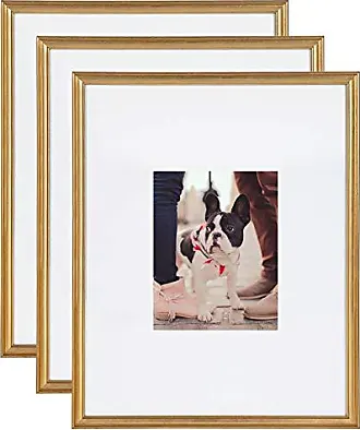 Kate and Laurel Calter Modern Wall Picture Frame Set, Rose Gold 16x20  matted to 8x10, Pack of 3 