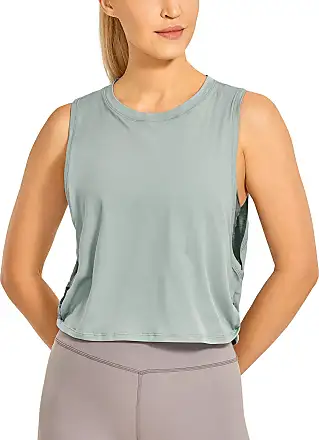 CRZ YOGA Ribbed Tank Tops for Women Basic Cami High Neck Casual Sleeveless Shirt  Workout Yoga Top Slim Fit Racerback Moss Rose X-Small at  Women's  Clothing store