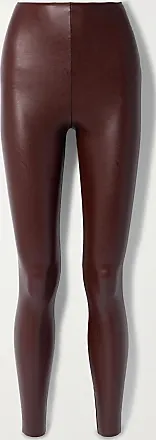 Metallic faux stretch-leather leggings