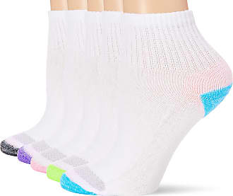 Hanes Womens Shoe Size: 5-9 Cool Comfort Toe Support Ankle Socks, 6-Pair Pack, White/Color Heel & Toe