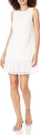 Trina Turk Womens Lace Fabric Ruffle Hem Dress, White, 12