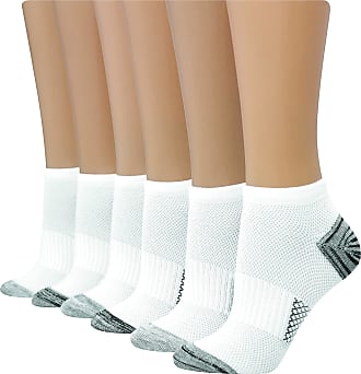 Hanes Shoe Size: 8-12 Womens 6-Pair Lightweight Breathable Ventilation No Show Socks, White Basic