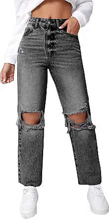 MakeMeChic Women's Cargo Jeans High Waist Flap Pocket Straight Leg Denim  Pants