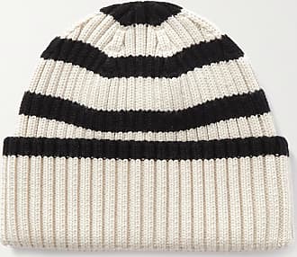 BALMAIN Striped brushed jacquard-knit mohair-blend beanie