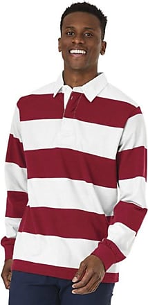 US Basic Herren Rugby Shirt Rugbyshirt Pikee-Jersey langarm Hemdkragen navy/rot 