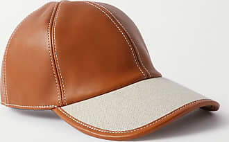LORO PIANA Cotton and linen-blend canvas-trimmed leather baseball cap