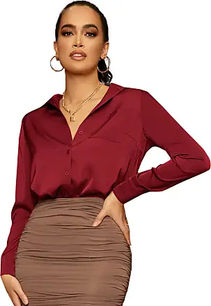 Women's Red Satin Blouses gifts - up to −90%