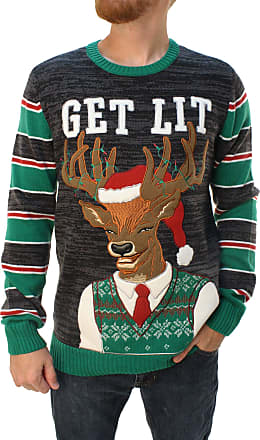 GOKIEOCE Mens Merry Christmas Cotton Crewneck Sweater Ugly Christmas Long Sleeve Knit Sweatshirt 