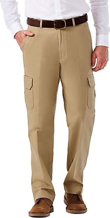 Haggar mensHC00225Stretch Comfort Cargo Expandable Waist Classic Fit Plain Front Pant Casual Pants - Brown - 32W x 32L