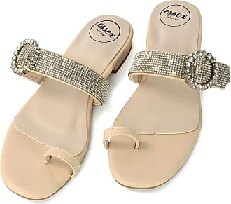 Womens Diamante Flat Slip On Mule Slider Ladies Toe Post Holiday Sandals Size 3-9