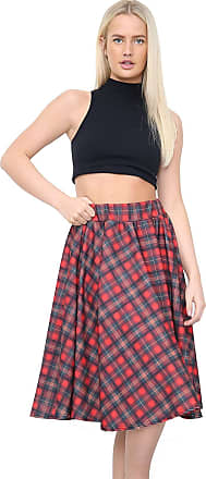 Ladies Women Plus Size Tartan Check Pleated Flared Belted Mini Skater Skirt 8-22 