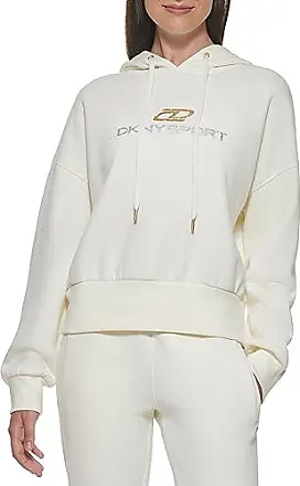 DKNY Sport Womens Sweatshirt Gray Open Criss Cross Back Logo Pullover M  Medium