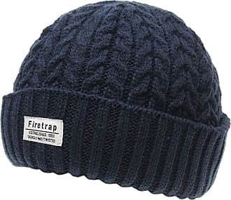 MENS GREY MARL FIRETRAP THICK CABLE KNIT KNIITTED BEANIE WOOLLY BOBBLE HAT