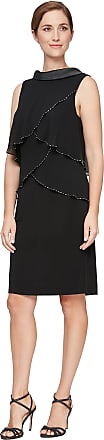S.L. Fashions Womens Tiered Cocktail Party Dress, Black Beaded, 12