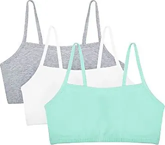 Fruit of the Loom Women's Shirred Front Racerback Sports Bra 3-Pack Heather  Grey/White/Blue Gem 38