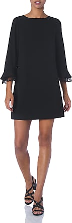 Tahari by ASL Womens Bell Sleeve Shift Dress with Lace Detail, Black, 2