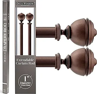 Deco Window 72 to 144 inches Adjustable Double Curtain Rod for Windows with  Ball Finials (19mm Diameter, Charcoal) 