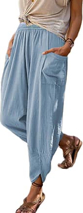 EKLENTSON Women Harem Trousers Cotton Linen Casual Yoga Baggy Straight Athletic Sports Pants with 4 Pockets 