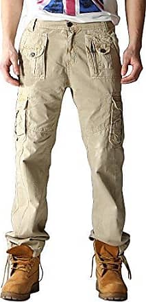 OCHENTA Homme Pantalon de Loisir Travail Casual Cargo en Coton Multi Poches Type Loose