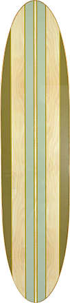 Green Decorative Surfboard Hangs Vertical or Horizontal Creative Co-Op Lacquered Wood Wall Décor with Stripes 