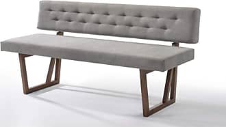 Benjara Counter Height Fabric Upholstered Bench with Trestle Base Brown and Gray
