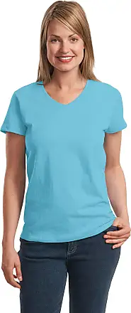 Hanes Women's Shirts, Slub Cotton Shirred V-Neck Tee, Cotton T-Shirts for  Women, Women's Tee Shirts at  Women's Clothing store