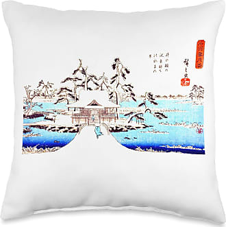 Multicolor 16x16 Garden Hachiman Shrine Stylish Throw Pillow Smooth HQ Vintage Famous Japanese Art 