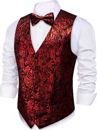 Waistcoat Men Red Waistcoat Silk Vest for Men Jacquard Floral Tie Set  Formal Business Party Male Jacket (Color : Red, Size : XXL-Large) :  : Clothing, Shoes & Accessories