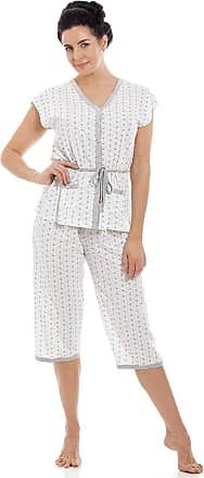 Camille Ladies Grey Cotton Blend Short Sleeve Full Length Pyjama Set