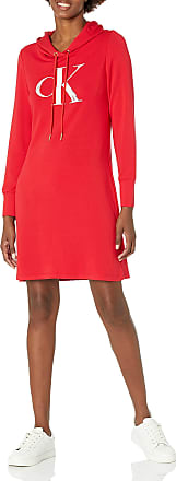 Calvin Klein Womens Long Sleeve Hoodie Dress, Classic Red, X-Large