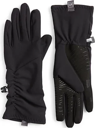 Embroidered padded leather ski gloves