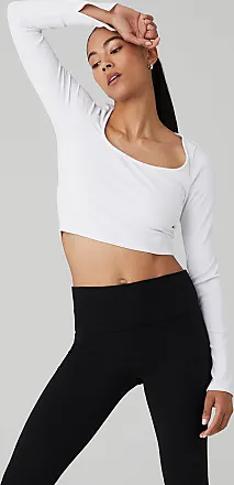 Alo Yoga Alosoft Finesse Short-sleeve Crop Top in Natural