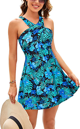 Two Piece Swimdress for Women Plus Size Tankini Swimsuits Floral Tummy  Control Modest Bathing Suits with Boyshorts