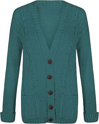 Womens Everyday Long Sleeve Button Ladies Chunky Cable Knit Grandad Cardigan
