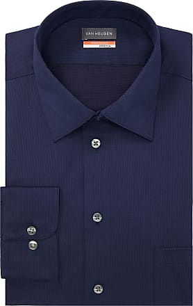 Van Heusen Mens FIT Dress Shirt Stain Shield Stretch (Big and Tall), Navy, 18.5 Neck 37-38 Sleeve