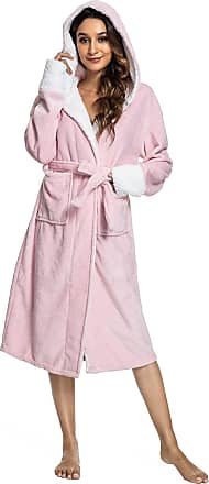 iClosam Mens Dressing Gown Soft Fleece Long Robe Hooded Bathrobe Warm and Cozy 