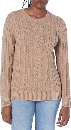 Essentials Women's Fisherman Cable Long-Sleeve Crewneck Sweater  (Available in Plus Size), Dark Chestnut Brown Heather, X-Small : :  Clothing, Shoes & Accessories