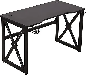 HOMCOM Spieltisch Schreibtisch L-förmig mit Becherhalter Schwarz+