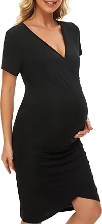 Smallshow Ruffle Maternity Nursing Dress - Wine / Small