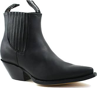 Grinders Mens Maverick Black Unisex Leather Ankle  Boot Western Cowboy Boots